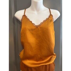 Blu Pepper Satin Lace Cami Top - Mustard